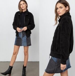 Rails Austin Deep Pile Fleece Teddy Jacket Size M Black Soft Fluffy Cozy